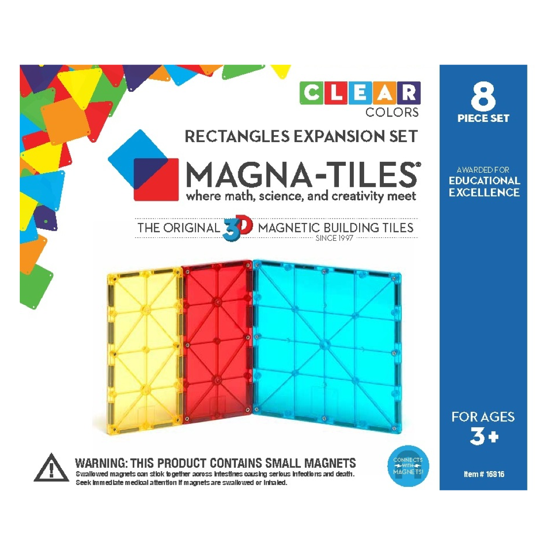 Magna Tiles 8Piece Rectangles Expansion Set The Original Award-Winning Mag... 